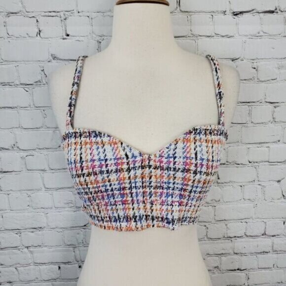 Lovers & Friends plaid tweed Dagny Cropped Top M NWT - Picture 5 of 7